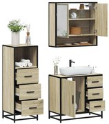 vidaXL Set mobilier de baie, 3 piese, stejar sonoma, lemn prelucrat