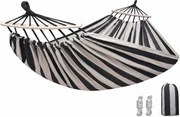 Hamac ZENVIO COMFORT 200x80 cm, gri-alb + geanta gratuita