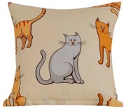 Husa pentru perna din microfibra COLORED CATS 45x45 cm, crem
