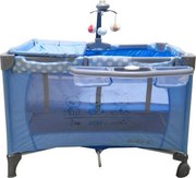 Patut Pliabil si Tarc copii Baby Care™ PRO FMAT, 2 Niveluri de inaltime, Cu melodii si Masa infasat, Carusel cu jucarii din plus, Plasa insecte,