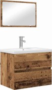 vidaXL Set de mobilier pentru baie 3 pcs Lemn Vechi Lemn compozit