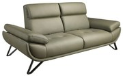 Canapea 2 locuri, tapitata cu piele naturala, spatar rabatabil Verde masliniu