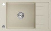 Mexen Elias chiuvetă de bucătărie din granit cu 1 compartiment și scurgător 795 x 480 mm, bej, sifon cromat - 6511791005-69