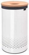 Cos de rufe Brabantia 90300241, 60 L, Capac din pluta, Umplere fara deschidere, Gauri ventilatie, Alb