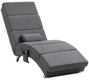 HOMCOM Fotoliu relax salon cu masaj și încălzire, șezlong cu telecomandă și pernă, material din in, gri | Aosom Romania