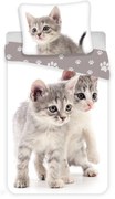 Lenjerie de pat pentru copii albă-gri din bumbac pentru pat de o persoană 140x200 cm Kitten "Grey" – Jerry Fabrics