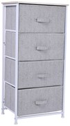 Homcom Mobila Container cu 4 Sertare din Lin Panou Sasiu in Otel Vopsea Praf Raft Superior in MDF Max:25 kg 45x30x92cm
