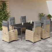 vidaXL Set mobilier pentru grădină, 7 piese, cu perne, bej, poliratan