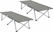 vidaXL Pat pliabil pentru camping 2 pcs Gri 194 x 62,5 x 42,5 cm
