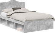 vidaXL Cadru de pat Gri Concret 135 x 190 cm Lemn de pin masiv
