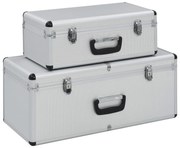 vidaXL Cutii de depozitare, 2 buc., argintiu, aluminiu