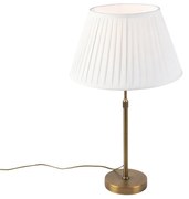 Lampă de masă din bronz cu abajur plisat alb 35cm - Parte