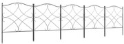 Outsunny Set Gard de Grădină cu 5 Panouri și Stâlpi, Gard Decorativ din Metal, 305x62 cm, Negru | Aosom Romania