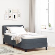 vidaXL Pat cu saltea cu arcuri Gri închis 80x200 cm Catifea Gri închis