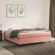vidaXL Pat box spring cu saltea, roz, 180x200 cm, catifea