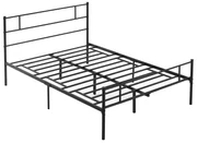 HOMCOM Cadru de Pat Dublu din Oțel 140x200cm, Design Industrial, cu Sipci, Tăblie Cap/Picioare, Negru | Aosom Romania