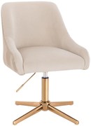HR920CROSS Scaun Crem din Catifea cu Bază Aurie