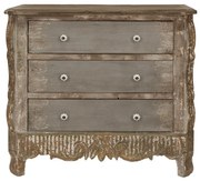 Comoda bej, din lemn masiv, aspect vintage, 3 sertare, Beauclair