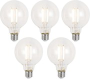 Set de 5 becuri LED inteligente E27, reglabile, G95, transparente, 7W, 806 lm, 2700-6500K, Zigbee