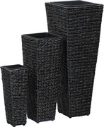 vidaXL Straturi înălțate, 3 buc., negru, zambilă de apă