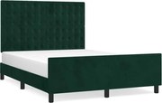 vidaXL Cadru de pat fără saltea, verde închis, 140x190 cm, catifea