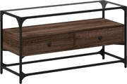 vidaXL Dulap TV blat sticlă, stejar maro, 98x35x51 cm lemn prelucrat