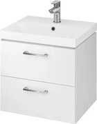 Set dulap baie suspendat 50 cm, 2 sertare, alb, cu lavoar inclus, Cersanit Lara