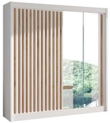 Dulap SANTINO cu oglindă 203x215 cm alb/stejar craft
