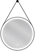 Mexen Reni oglindă de baie iluminată, rotundă 60 cm, LED 6000K, anti-abur, ramă neagră - 9812-060-060-611-70