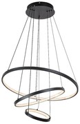 Lustra LED cu telecomanda cu 3 inele metal negru Beliza
