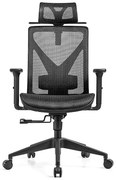 Scaun de birou ergonomic Mike-H, sezut translatie, Full Mesh, Negru