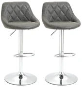 HOMCOM Set 2 Scaune Bar Pivotante Reglabile, Suport Picior, Imitație Piele, Design Modern, Gri | Aosom Romania
