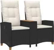 vidaXL Bancă reclinabilă cu masă Negru și Alb crem 126 x 65 x 112 cm