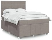 vidaXL Pat box spring cu saltea, gri taupe, 140x200 cm, textil
