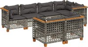 vidaXL Set canapele de grădină, 7 piese, cu perne, gri, poliratan