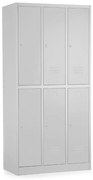 Dulap metalic - 6 cutii, 90 x 45 x 185 cm, inchidere cilindrica, gri deschis - ral 7035