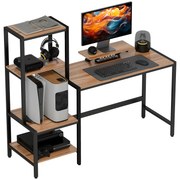 HOMCOM Birou  pentru Computer cu Suport pentru Monitor și Raft pentru Imprimantă, 150x48x125 cm, Maro | Aosom Romania
