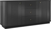 Comodă cu sertare Vesper 160 cm - negru / mânere aurii