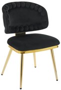 Scaun dining, picioare robuste din oțel cu finisaj auriu, tapiterie catifea, Negru