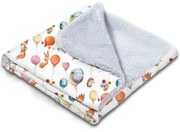 Paturica dubla pufoasa cu doua fete 100x78 cm Kidizi Fluffy Baloon Friends