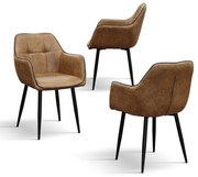 SET 2 Scaune Industry tip fotoliu, piele ecologica, structura metalica - MARO CAMEL - STANDARD