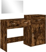 vidaXL Set măsuță de toaletă, 3 piese, stejar fumuriu, lemn prelucrat