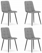 Set 4 Scaune Bucatarie/Dining Jacob Gri Deschis Catifea