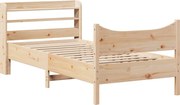 vidaXL Cadru de pat cu tăblie, 90x200 cm, lemn masiv de pin