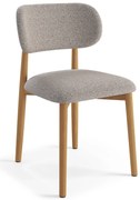 MAZZONI EXPORT ALDO Bej Latte (material Monza 60)/cadru stejar lăcuit - SCAUN DIN LEMN BOUCLÉ PENTRU SALON SUFRAGERIE BUCĂTĂRIE RETRO