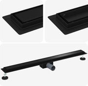 vidaXL 2 în 1 Drenaj pentru duș Negru 90 cm Oțel inoxidabil 304
