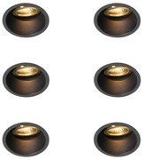 Set de 6 spoturi încastrate moderne negre cu auriu, rotative și înclinabile - Alloy