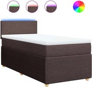 vidaXL Pat box spring cu saltea, maro închis, 80x200 cm, textil