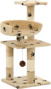 vidaXL Ansamblu pisici cu funie sisal, 65 cm, imprimeu lăbuțe, bej