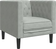vidaXL Fotoliu Chesterfield, gri deschis, catifea